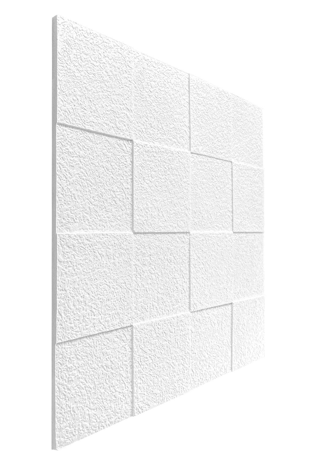 marbet design 3D Wandpaneel, (3D Wandpaneele Styropor Paneele weiß 50x50cm Wandverkleidung (1m) Dekor 3D Wanddeko Wandpaneel Styroporplatte)