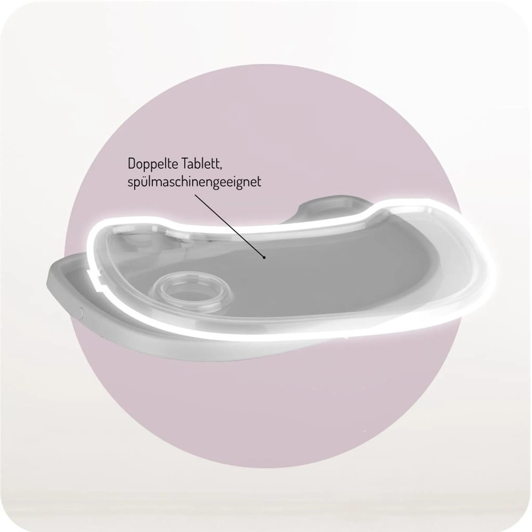 MoMi Hochstuhl REKI Evolutiver Baby Hochstuhl mit 2 Sitzpositionen, Grau, mitwachsend, 2-in-1, doppelte Tischplatte, Becherhalter, stabil