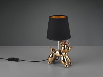 meineWunschleuchte LED Tischleuchte, LED wechselbar, Warmweiß, ausgefallene Hundelampe Fensterlampe Schwarz Gold, H 33cm
