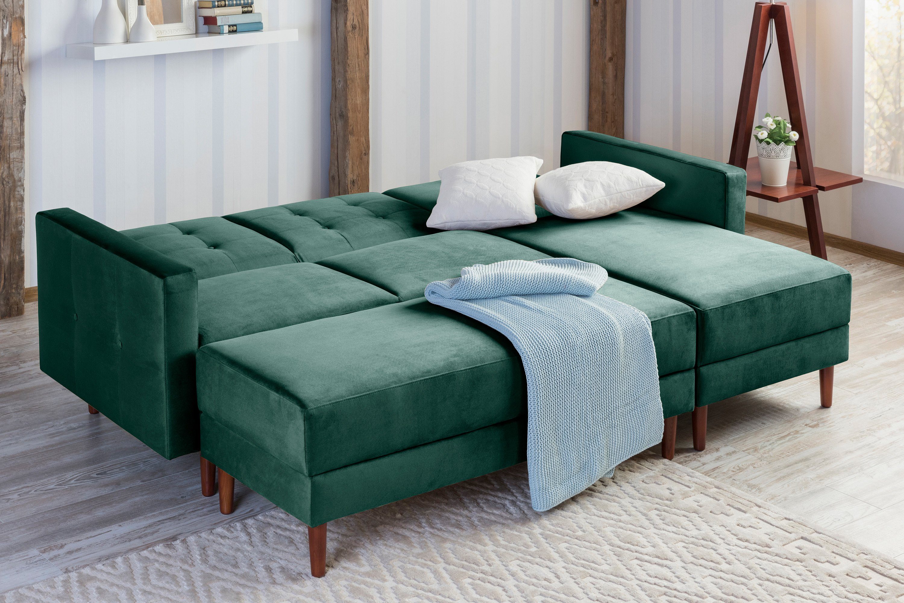 Winzer® Hocker Sofa Easy grün Max mit Funktionssofa Relax, Samt