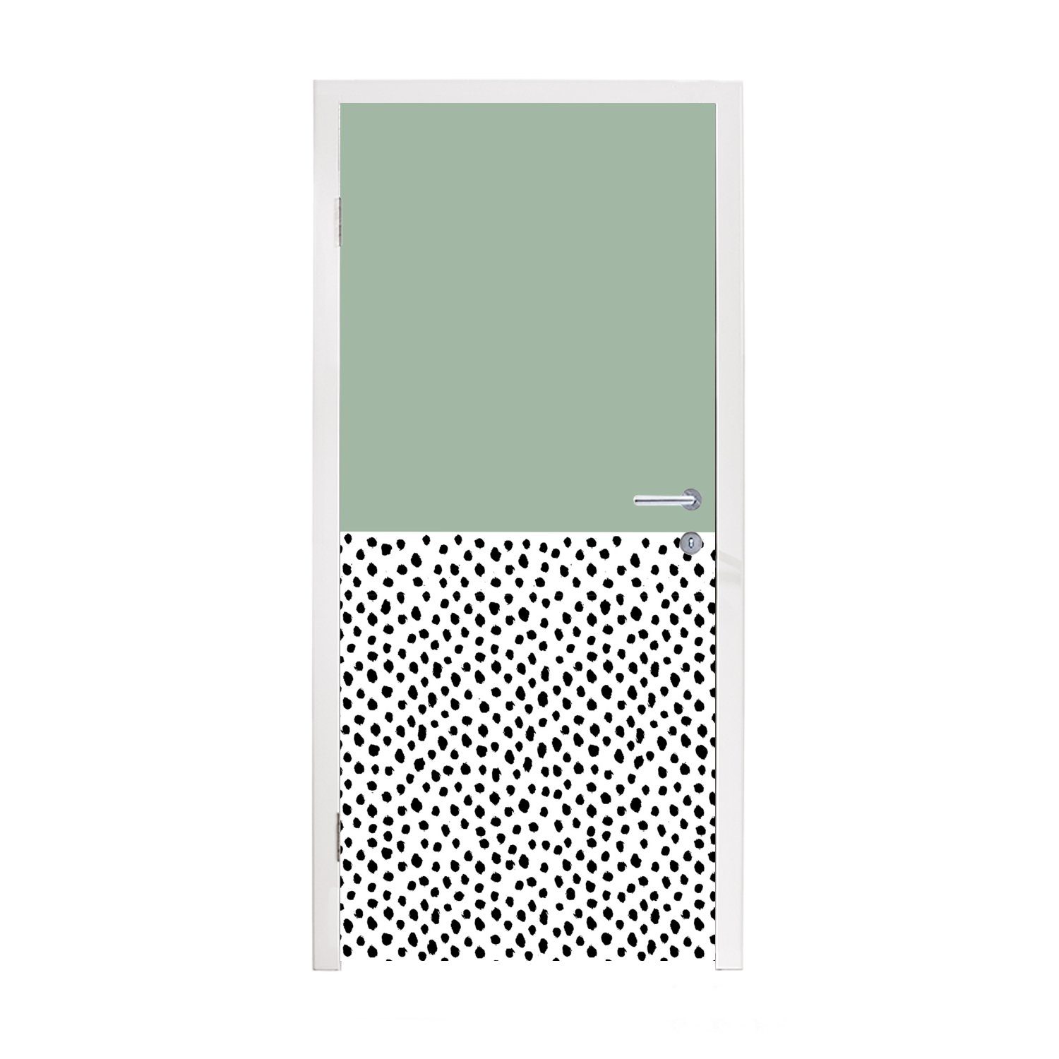 MuchoWow Türtapete Polka dots - Grün - Schwarz, Matt, bedruckt, (1 St), Fototapete für Tür, Türaufkleber, 75x205 cm | Türtapeten