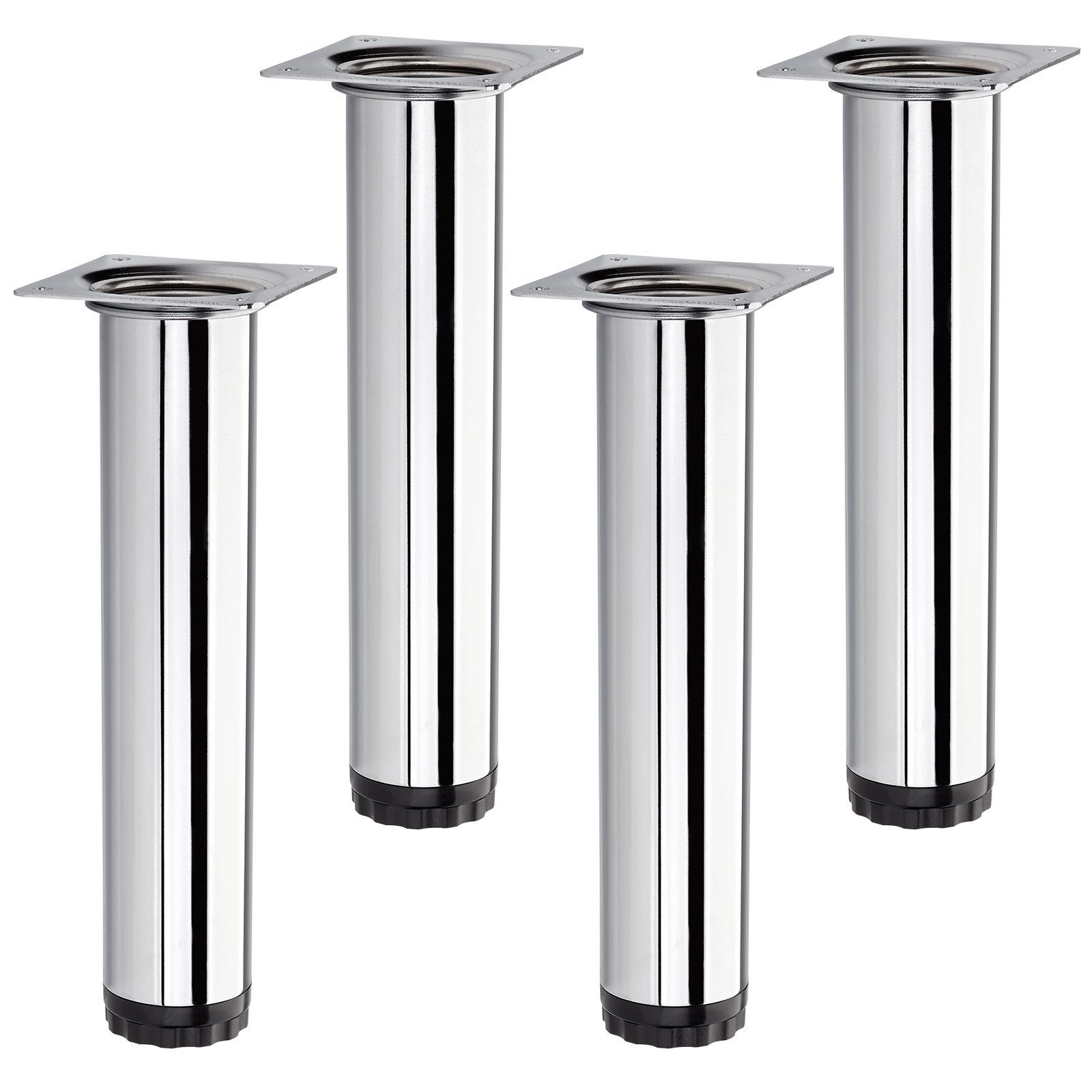 Möbelfuß 4 Stück BRAVO Höhe 200 mm (10 mm) Ø 40 mm Chrom poliert