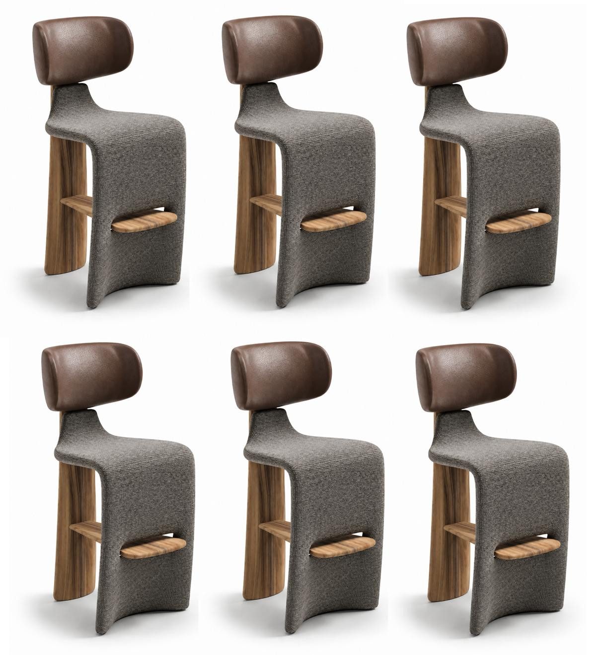 JVmoebel Barhocker Barhocker Gruppe Moderner Stil Grau Braun Holz Elegant Komfortabel, Made in Europa