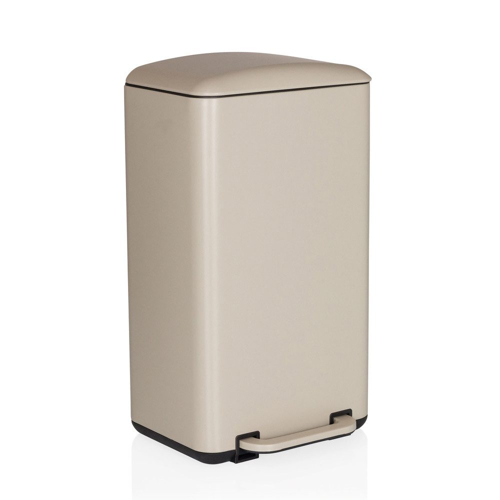 hjh OFFICE Mülleimer Mülleimer CLEAN BEVA Metall, Treteimer 30 Liter mit Softclose, Abfalleimer Küche mit Deckel 30l