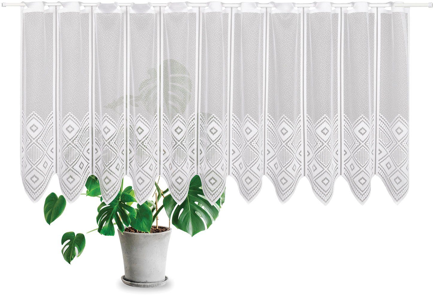 Gerster Scheibengardine Fiona (1 St), Durchzuglöcher, halbtransparent, Jacquard, SB-Jacquardbistro "Fiona" mit Vierecken