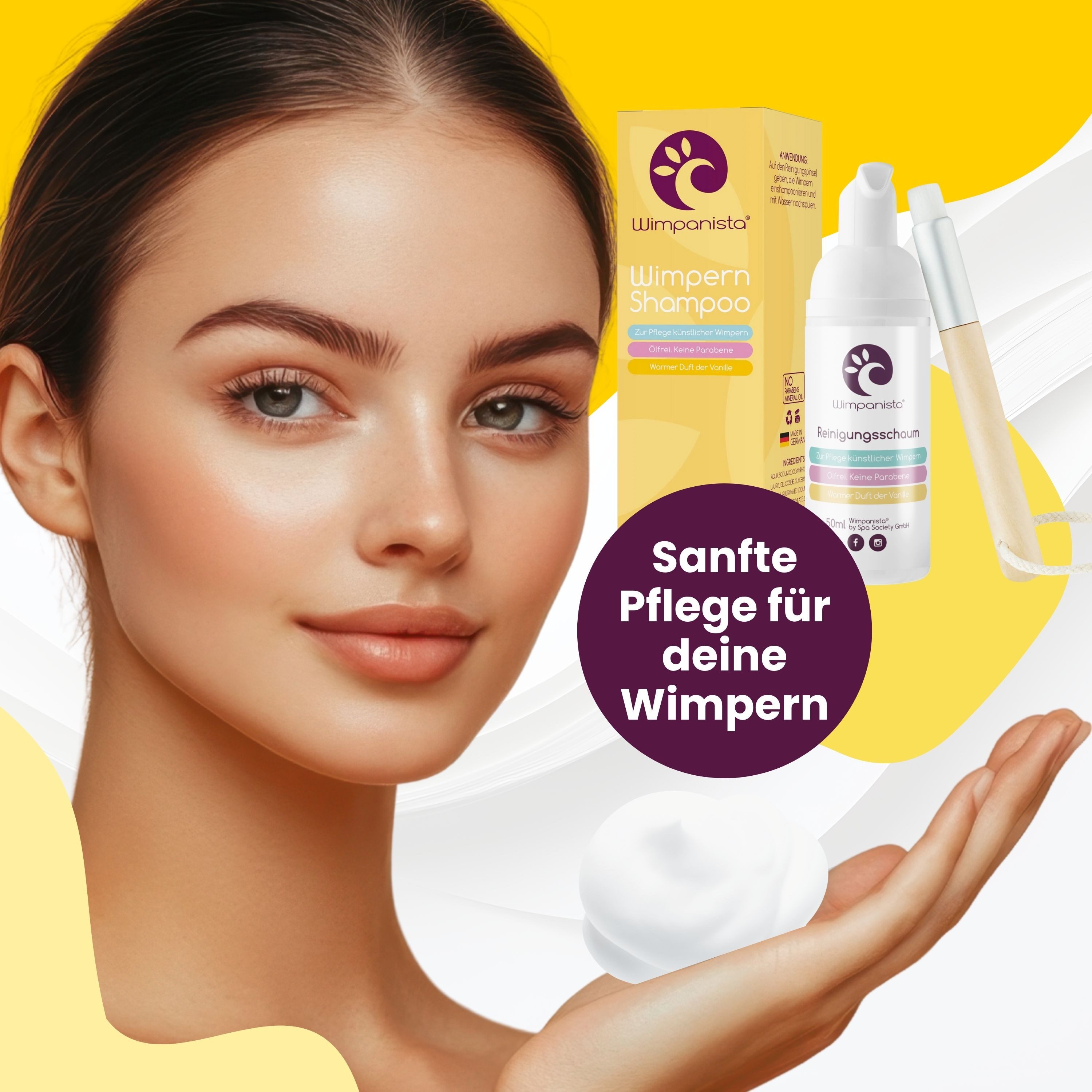 Wimpanista Wimpernpflege Wimpernshampoo. Duft Vanille., Ölfrei. Dermatologisch getestet