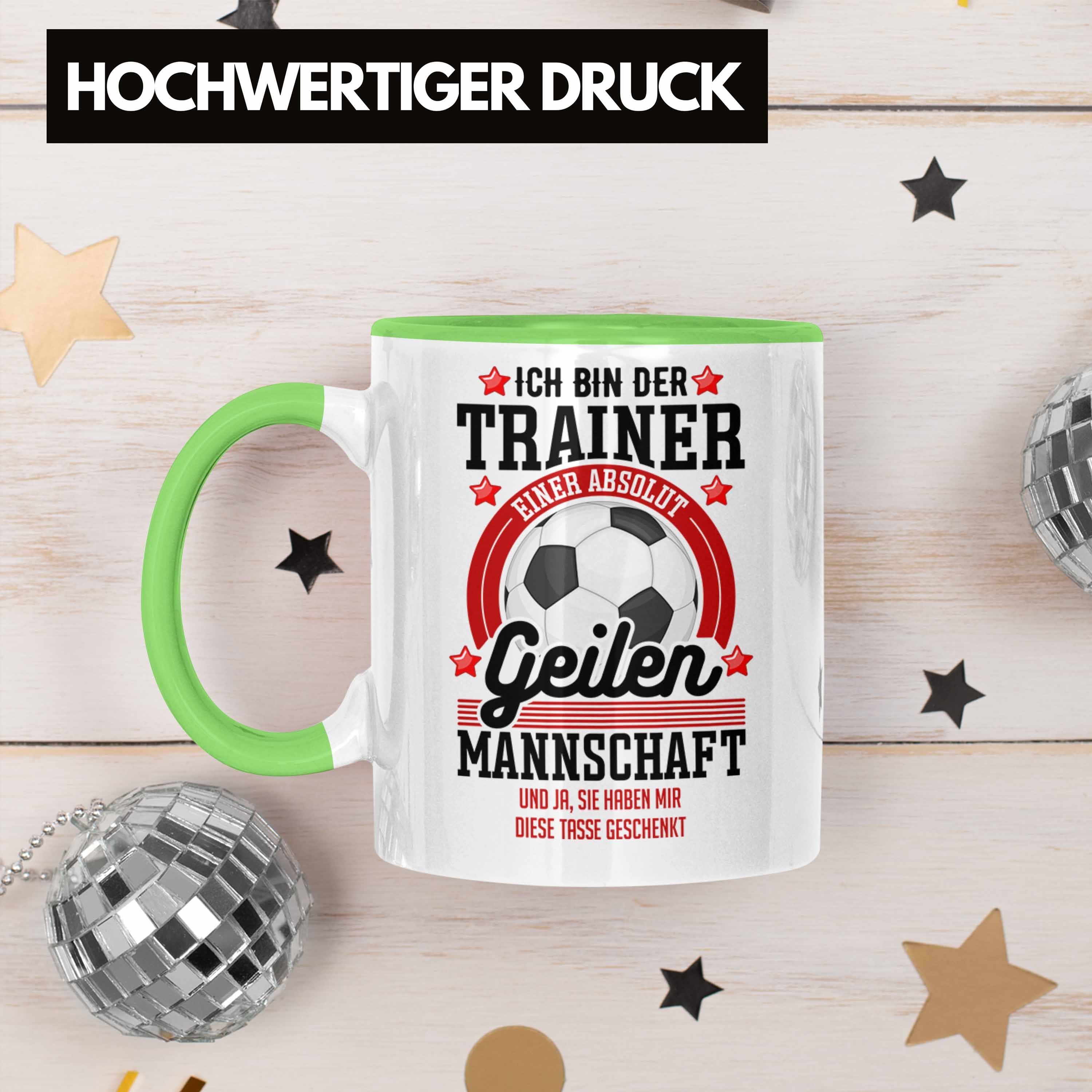 Trendation Tasse Trendation - Bester Coach Danke Fußball Geschenkidee Geburtstag Weihnachten Geschenk Fussballtrainer Tasse Grün