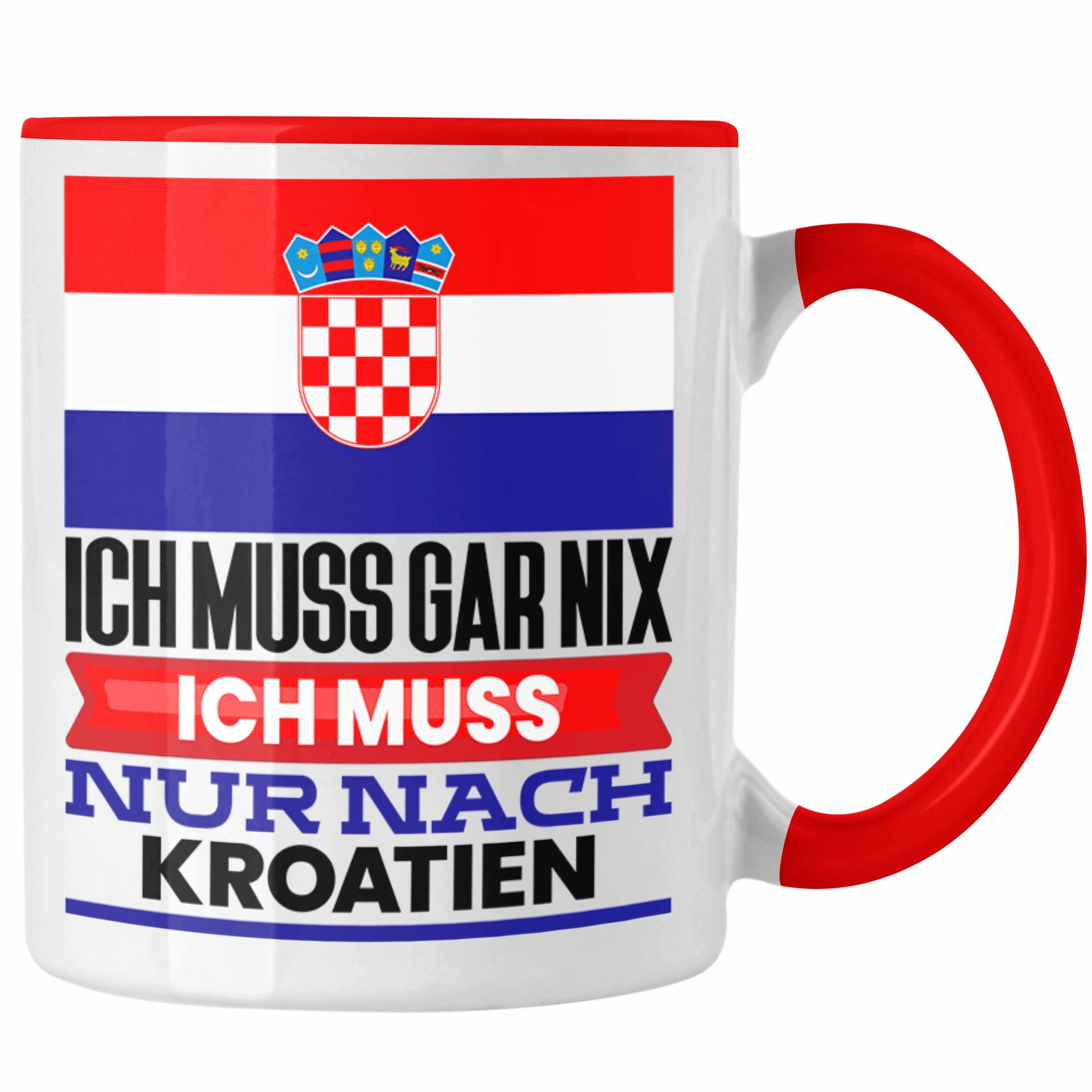 Trendation Tasse Kroatien Tasse Geschenk für Kroaten Geburtstag Urlaub Geschenkidee Ich Rot