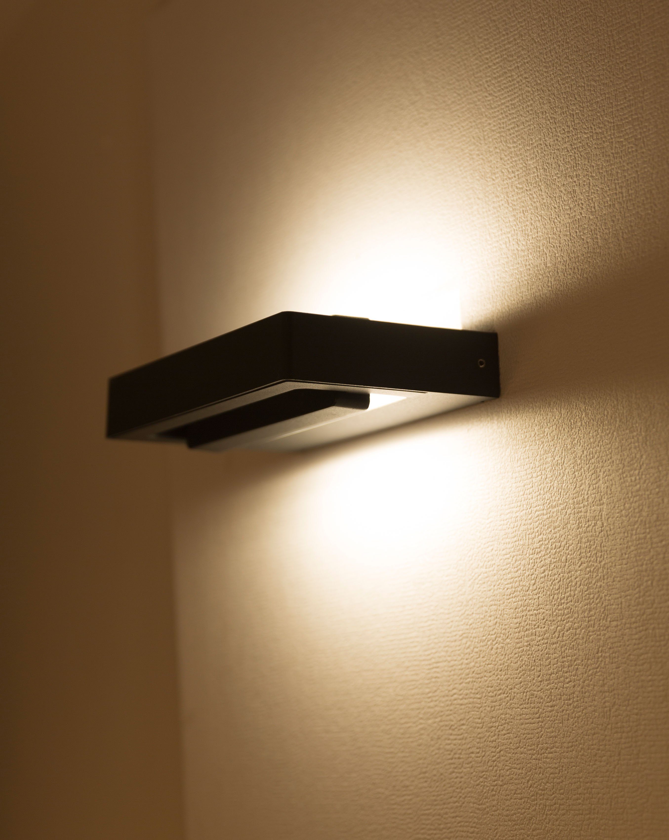 um LED Warmweiß, Wandlampe, LED 320° integriert, Leuchteinheit fest schwenkbar Außenlampe, HEITRONIC Cordoba, Wandleuchte