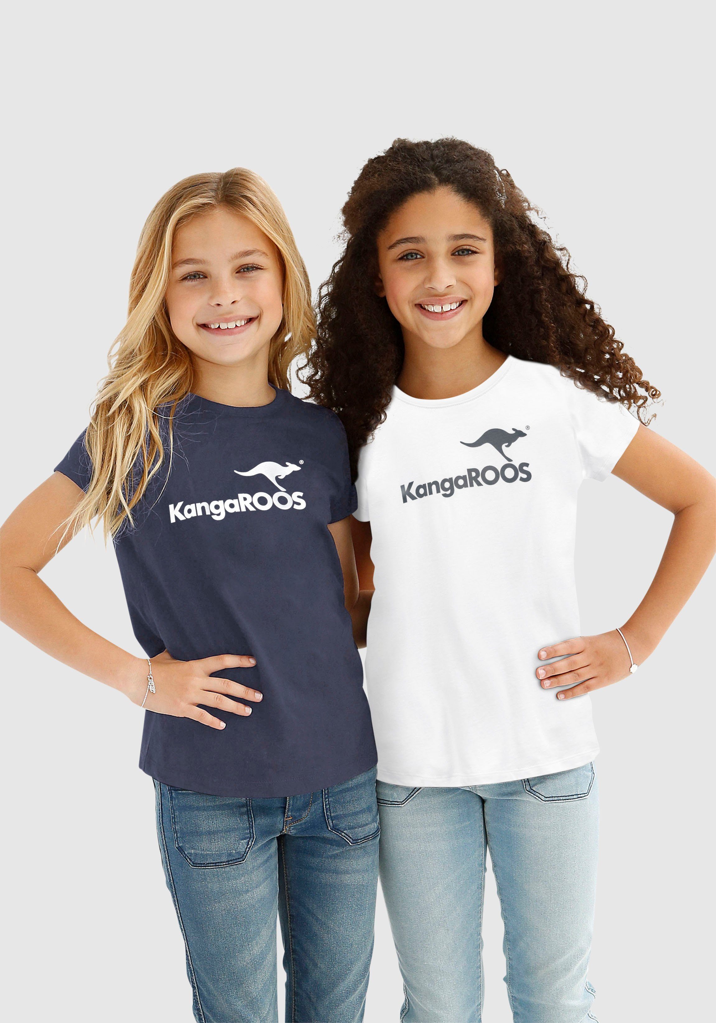 Kinder Teens (Gr. 128 - 182) KangaROOS T-Shirt (Packung) mit Logodrucken