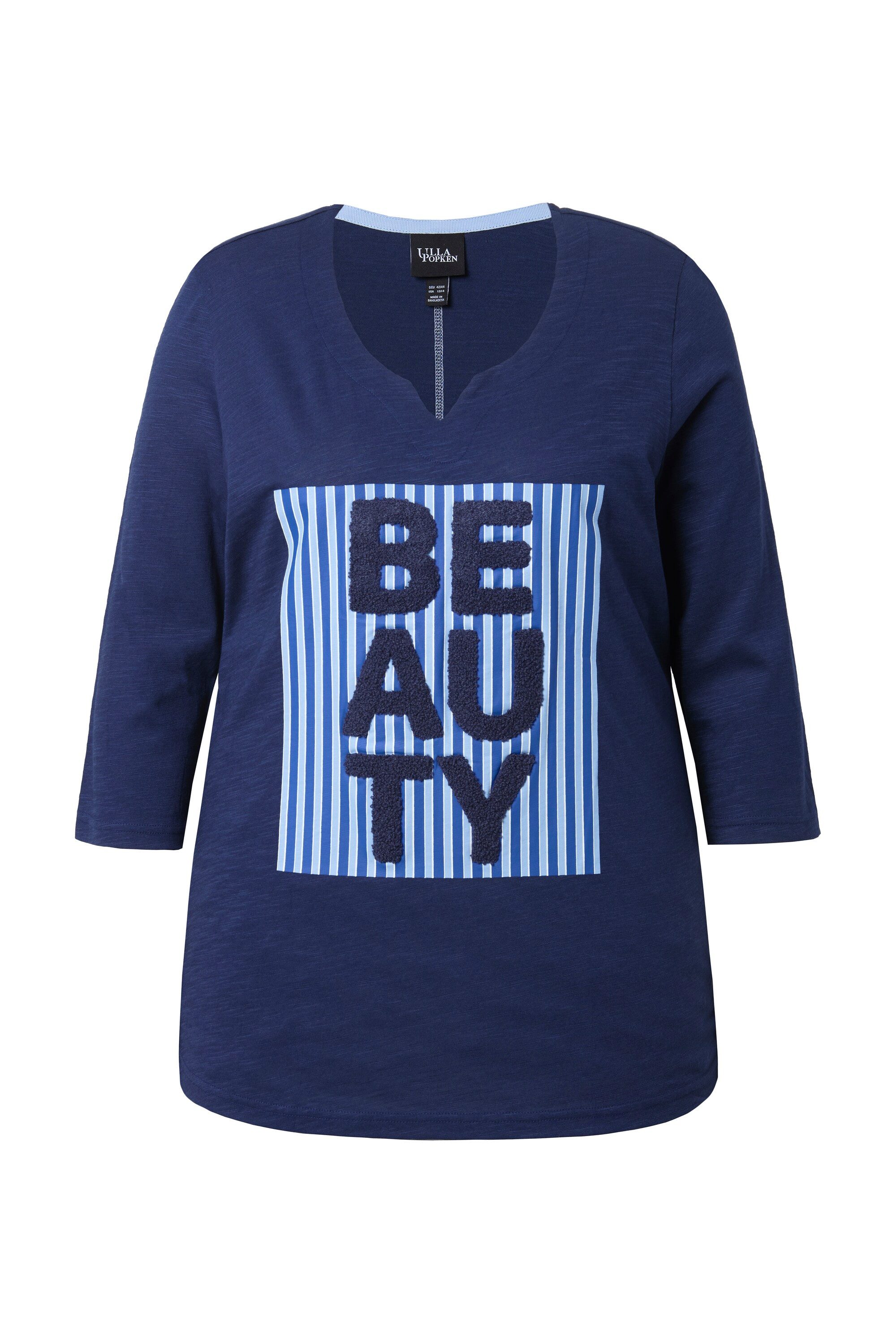 Ulla Popken T-Shirt Shirt Beauty Classic V-Ausschnitt 3/4-Arm günstig online kaufen