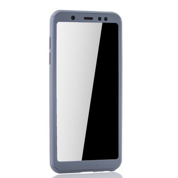 König Design Handyhülle Samsung Galaxy A6 Plus (2018), Samsung Galaxy A6 Plus (2018) Handyhülle 360 Grad Schutz Full Cover Grau