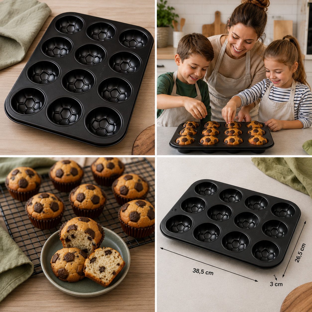 Zenker Backform Fußballmuffin Form für 12 Muffins Hochwertiges Soccer Baking
