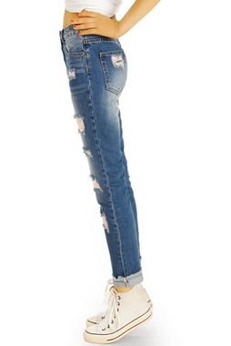 be styled Mom-Jeans Mom Boyfriend High Waist Jeanshose, Destroyed Denim - Damen - j11m-2 5-Pocket-Style