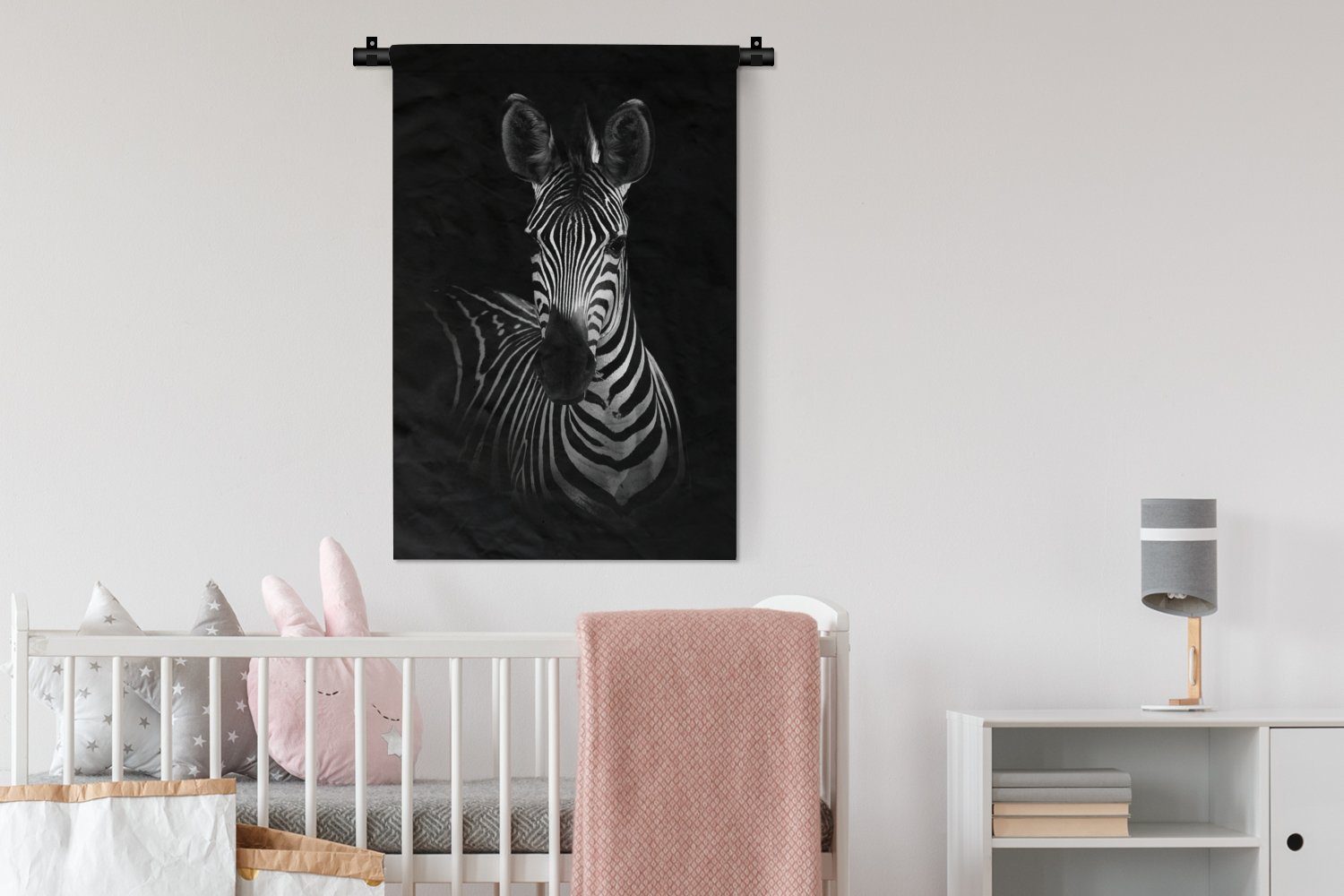 MuchoWow Wanddekoobjekt Zebra Schlafzimmer, Wohnzimmer, für Wandbehang, - Kleid, Kinderzimmer - - Wanddeko Schwarz, Safari Tiere