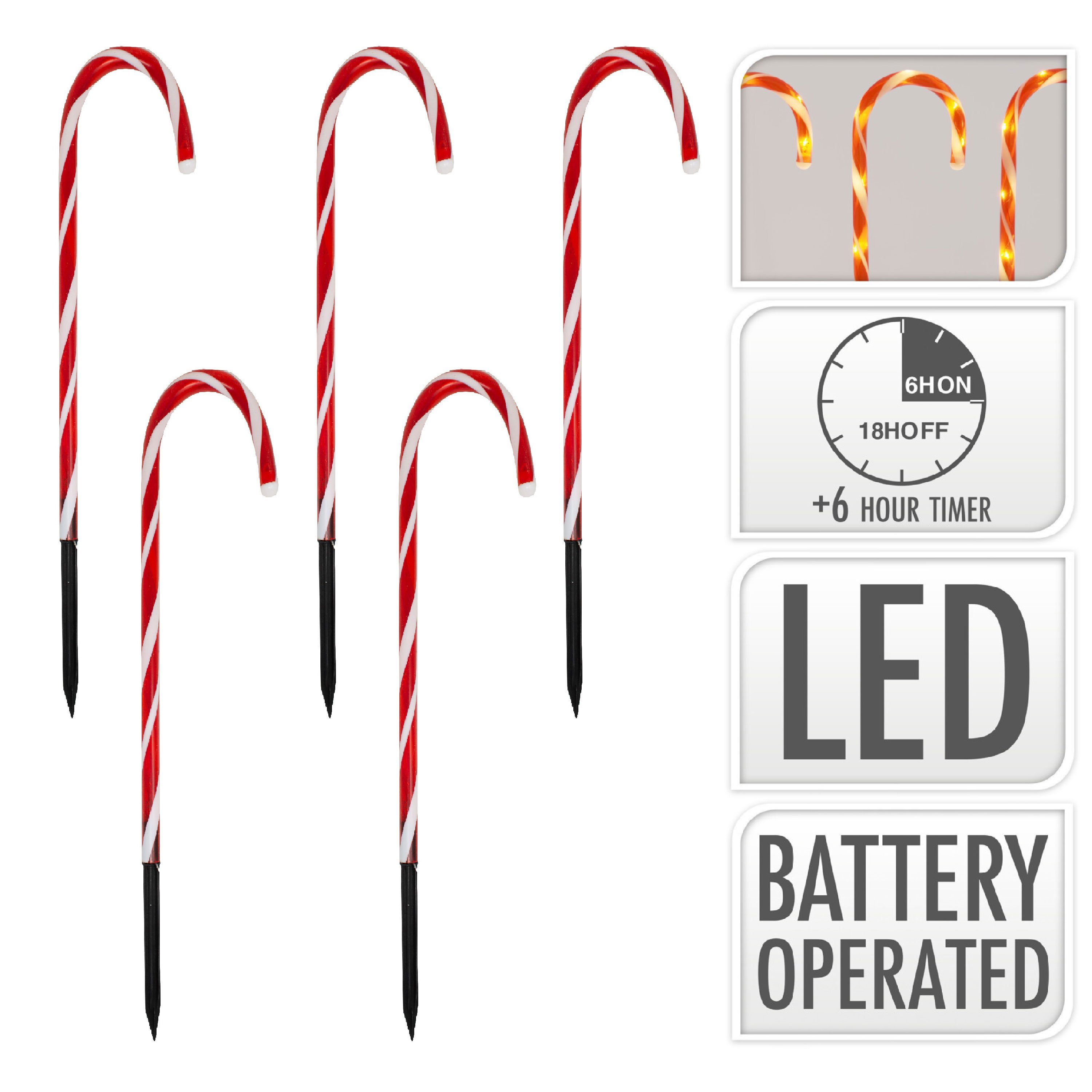 ToCi LED-Lichterkette Gartenstecker LED Zuckerstangen Weihnachts Deko Timer günstig online kaufen