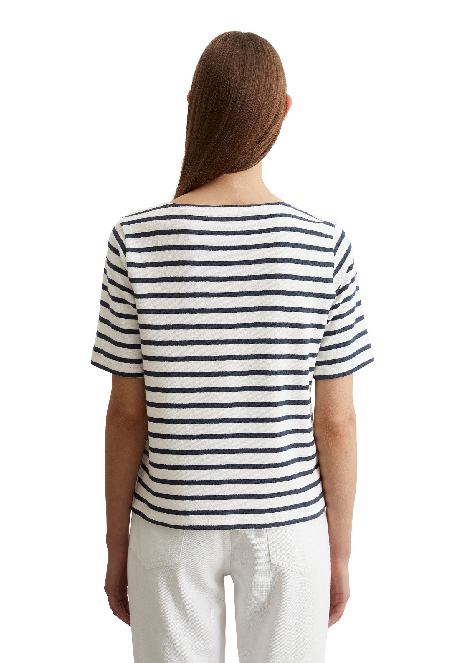 Marc O'Polo T-Shirt geringelt, U-Boot-Ausschnitt, gerade günstig online kaufen