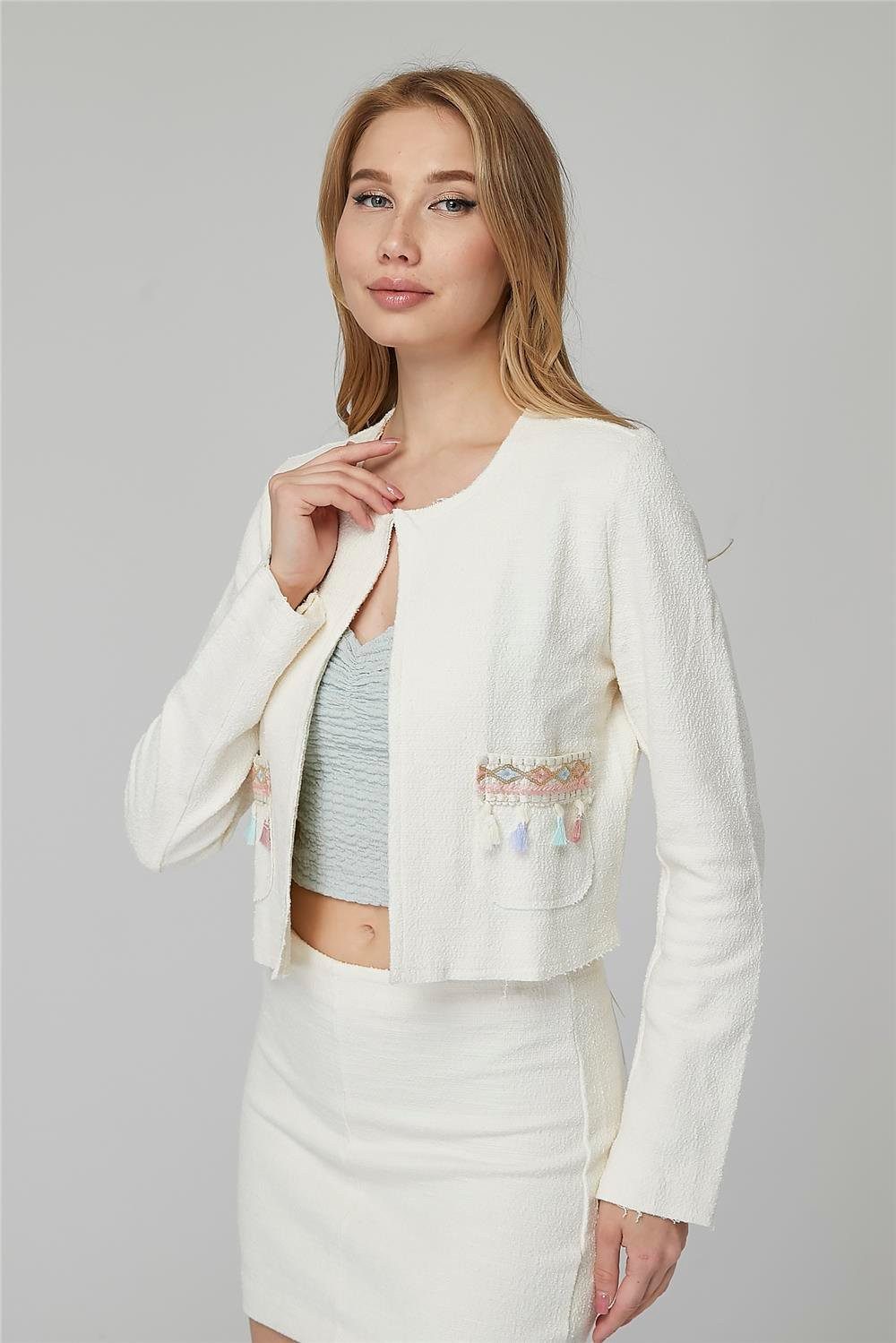 HomeStore Jeansjacke Quasten-Detail Jacke günstig online kaufen