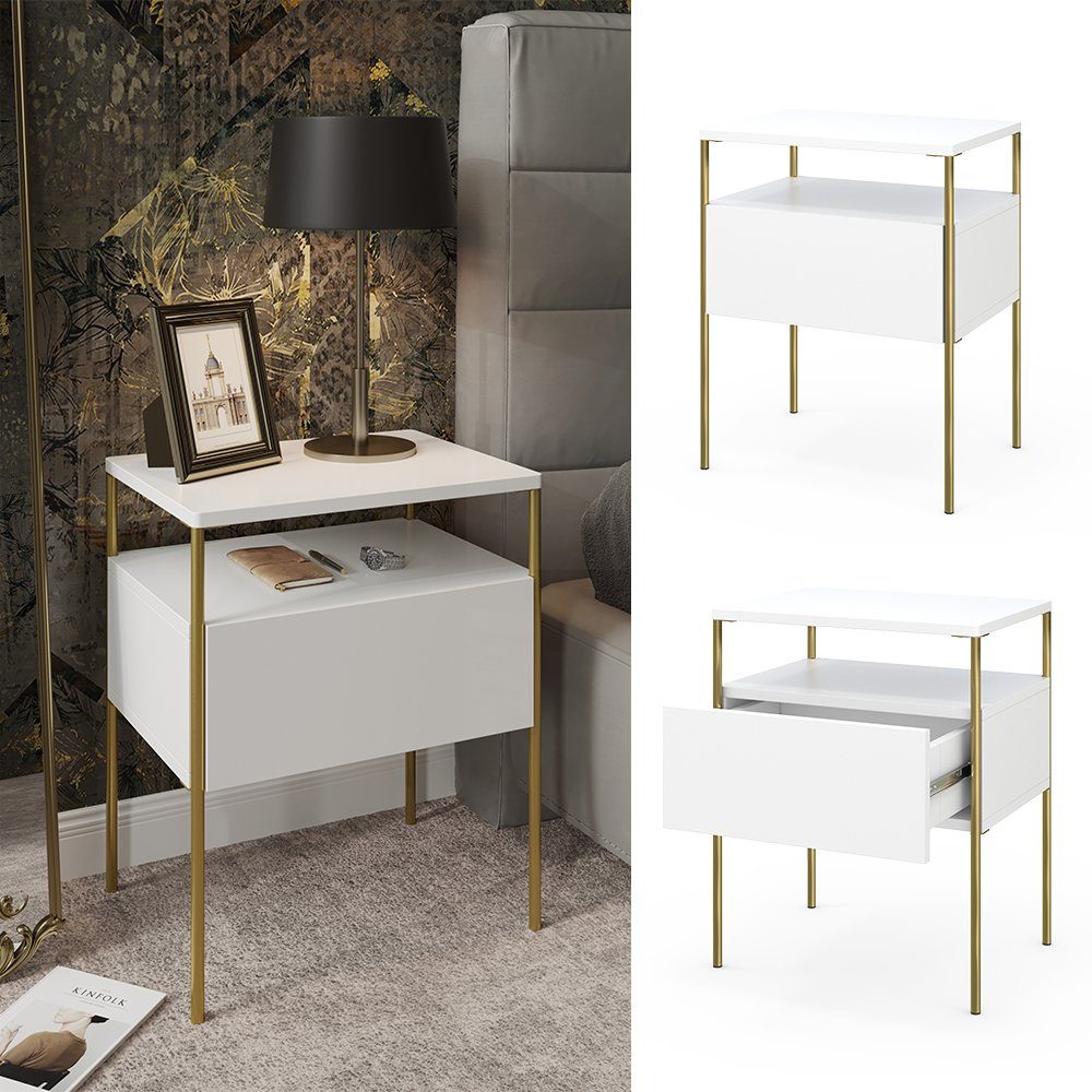 Vicco Nachtschrank Mira, Weiß/Gold, 40 x günstig online kaufen