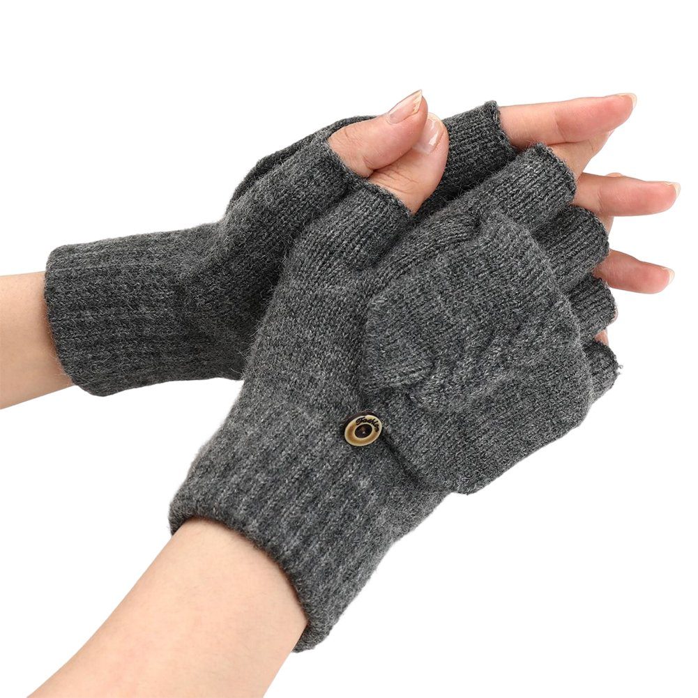 Halbfinger-Flip-Handschuhe Strickhandschuhe Blusmart Für Wintermode, 2 Einheitsgröße Einfache Strickhandschuhe