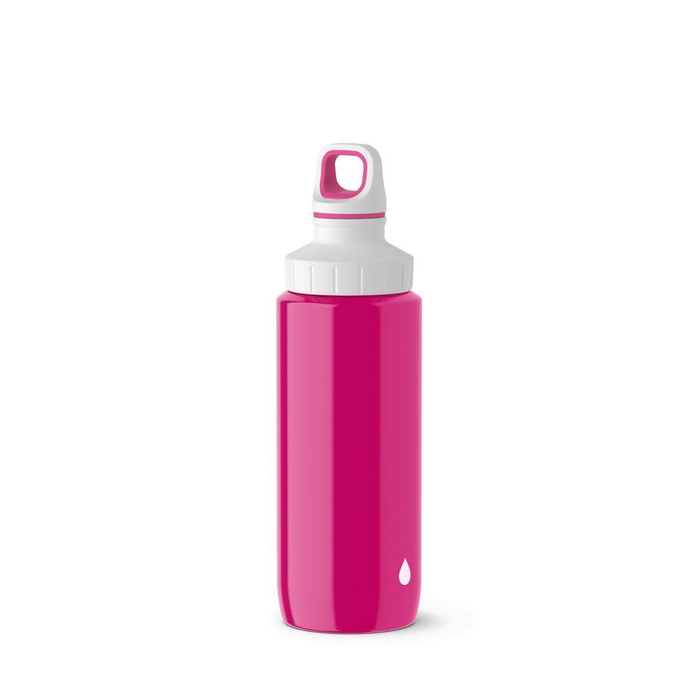 Pink Steel Trinkflasche Light 600 Emsa Drop Drink2Go ml White