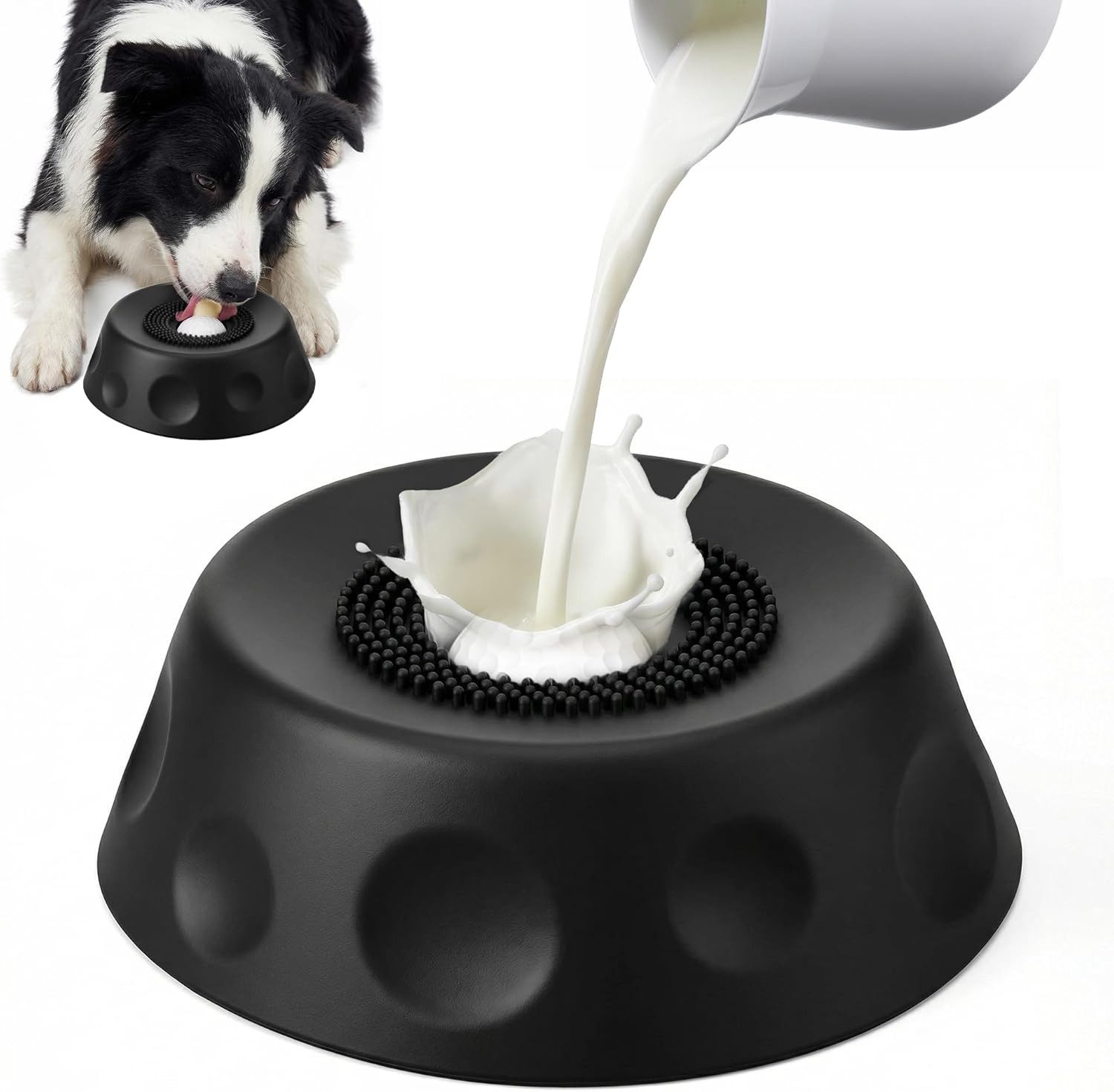 FELIXLEO Antischlingnapf Antischlingnapf Hunde Silikon Leckspielzeug Lick Bowl Schwarz