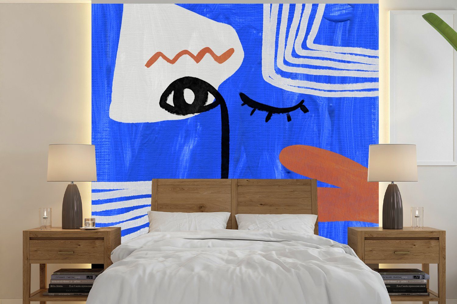 Vliestapete Schlafzimmer Porträt St), Wohnzimmer Abstrakt, für Küche, Fototapete Blau Matt, bedruckt, MuchoWow - (4 - Fototapete