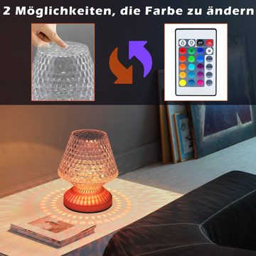 ZMH LED Tischleuchte Dimmbar Kabellos Akku RGB USB Stimmung Aufladbar Wohnzimmer, Touch-Funktion, LED fest integriert, RGB, mit Fernbedienung, RGB, USB