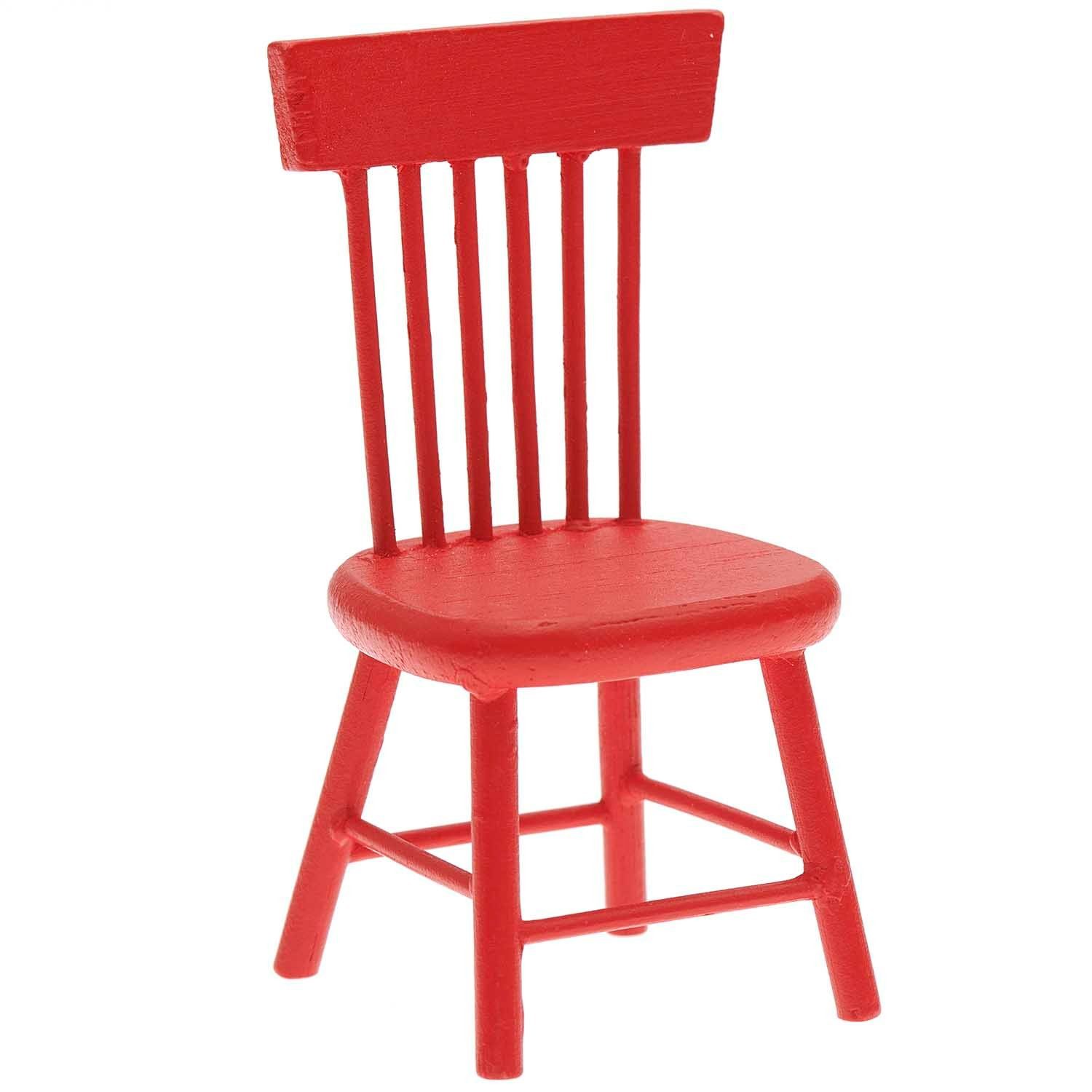 Rico Design Wichtel Miniatur Stuhl 4,5x4x8,5cm rot - Wichtel- und Puppenhaus