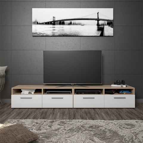 Vicco Lowboard Fernsehschrank Sideboard DIEGO Sonoma / Weiß 2-er Set