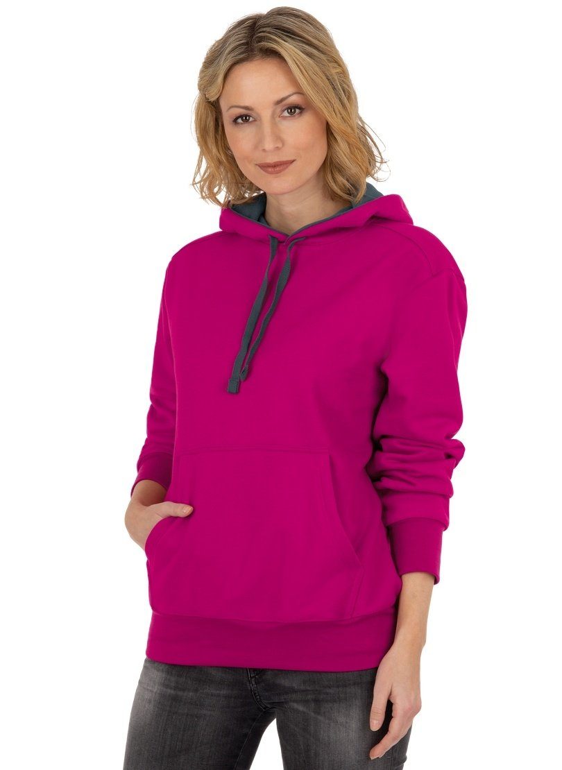 Trigema TRIGEMA aus magenta Kapuzensweatshirt Kapuzenshirt Sweat-Qualität