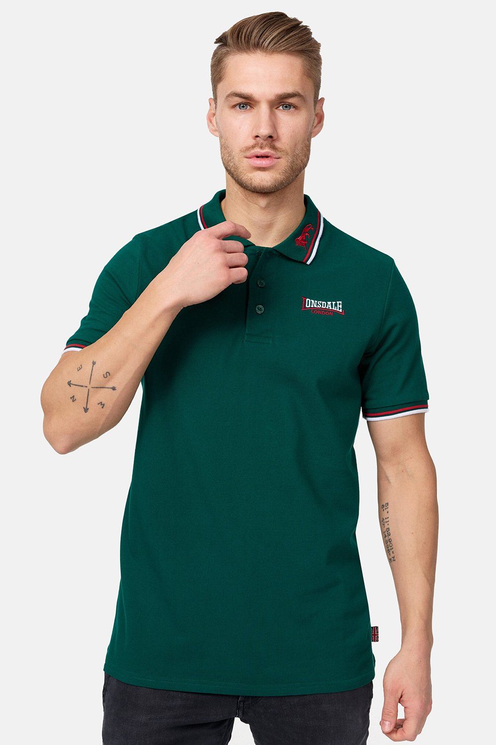 Lonsdale Poloshirt LION Bottle Green | Poloshirts