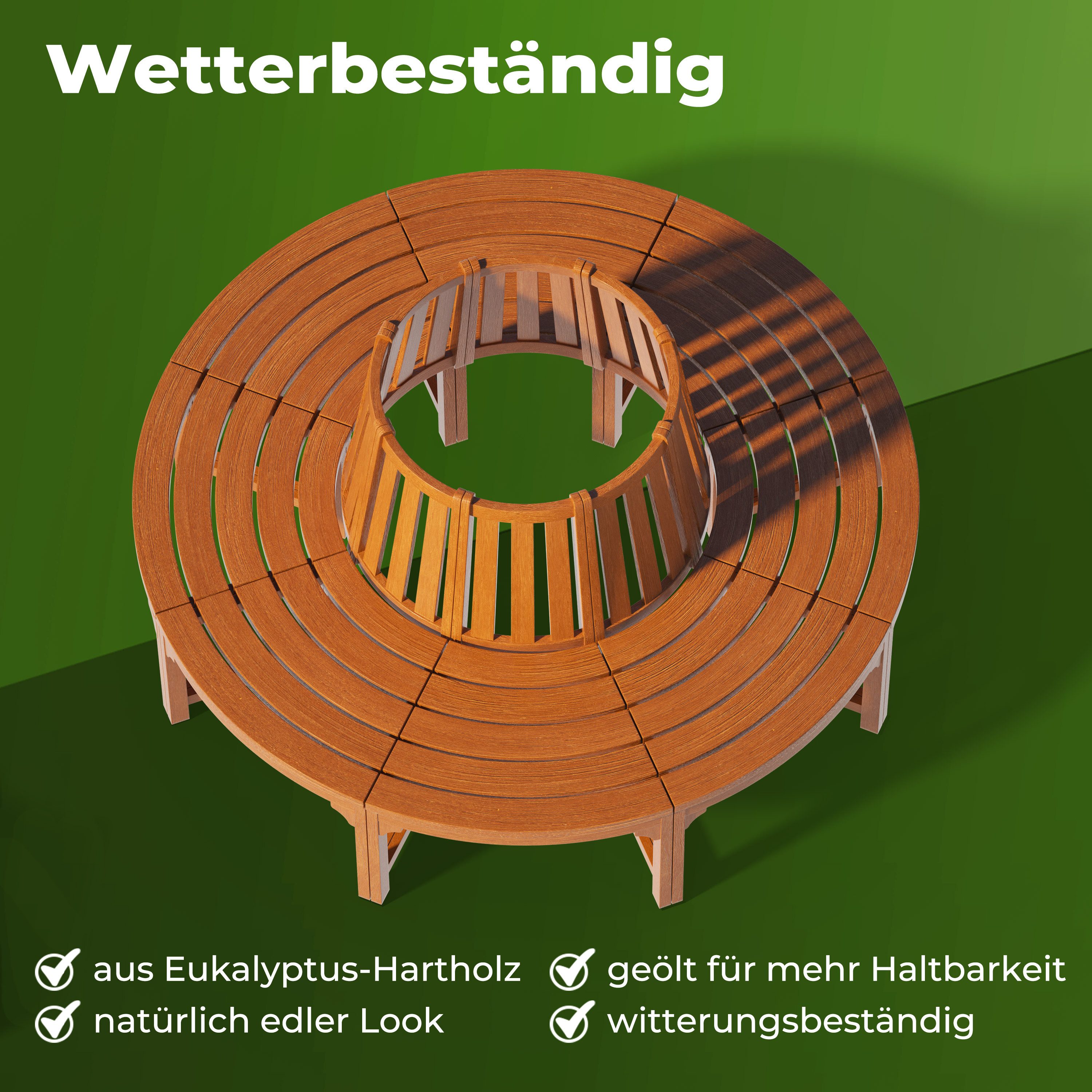 Casaria Bank, Sitzbank Holz FSC®-zertifiziert 320kg Belastbar Eukalyptus Ø190x80cm