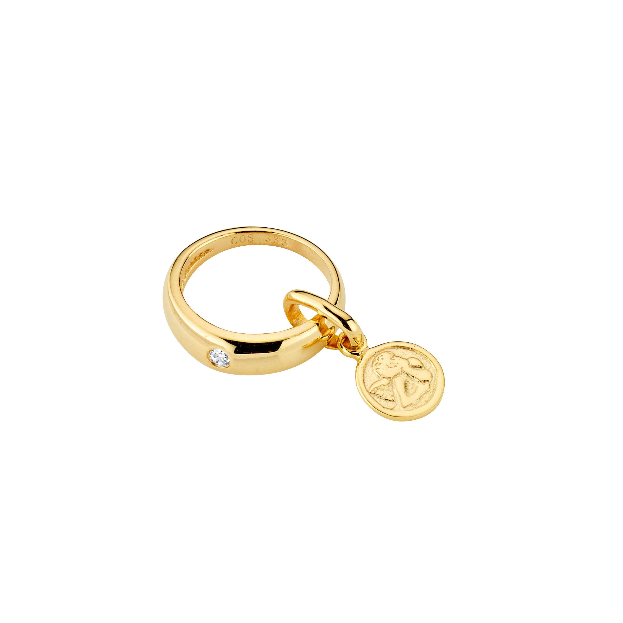 Firetti Kettenanhänger Schmuck Geschenk Gold 333 Halsschmuck Anhänger Taufring mit Engelmotiv, mit Zirkonia (synth)