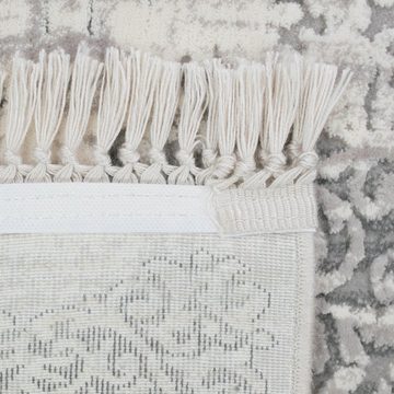 Teppich Wollteppich mit Verzierungen & Ornamenten abstrakt mit Fransen in grau, Teppich-Traum, rechteckig, Höhe: 10 mm