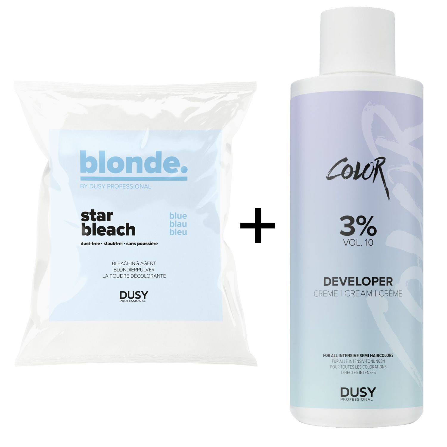 Dusy Professional Blondierpulver Dusy Star Bleach Blondierpulver 500g + Creme Developer 1L, 2-tlg.