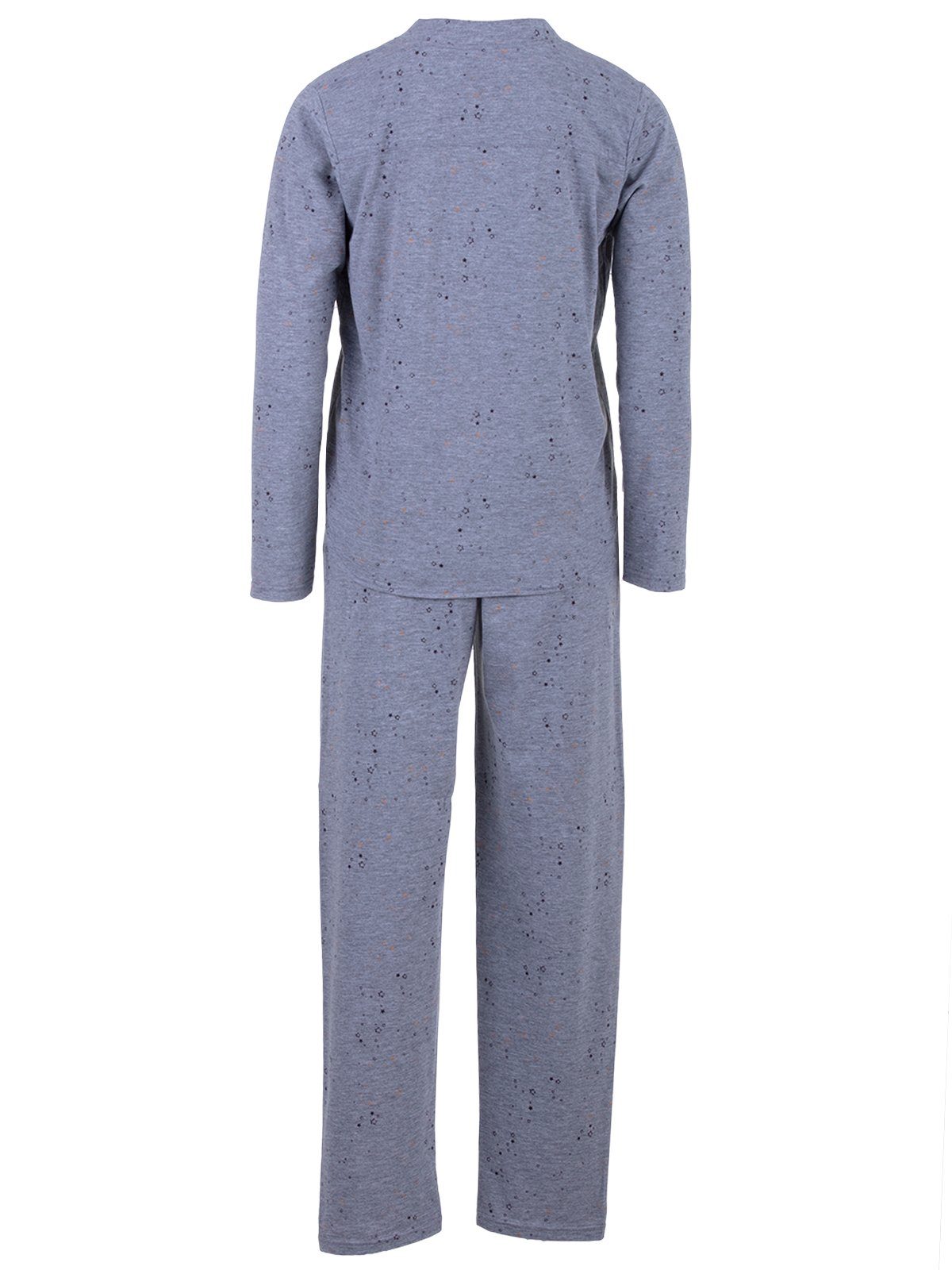 Langarm Sterne Schlafanzug Pyjama zeitlos - grau Set