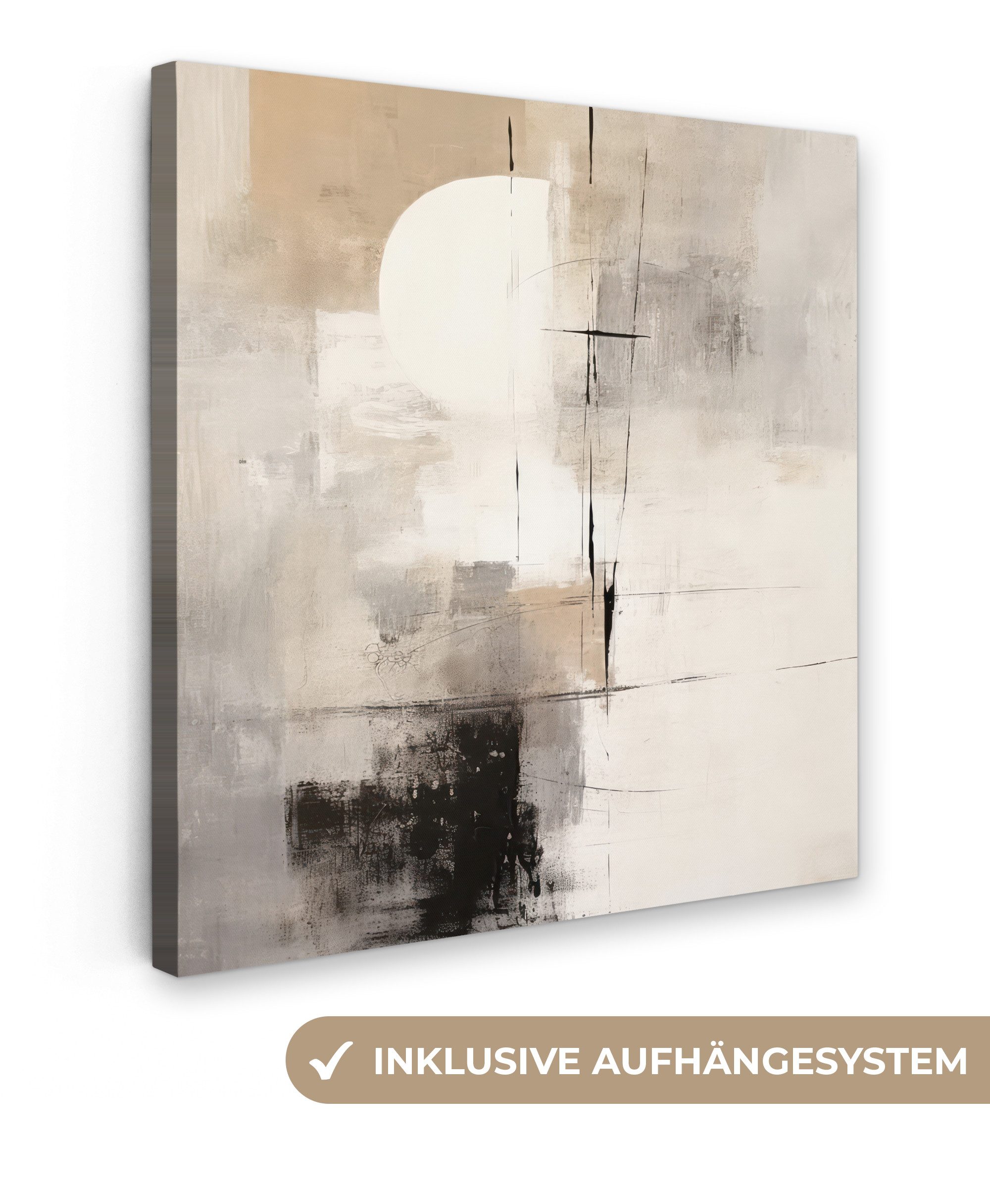 OneMillionCanvasses® Leinwandbild Abstrakt - Kunst - Grau, Fotodruck (1 St), Wandbild, Deko Schlafzimmer Wohnzimmer Flur 20x20 cm