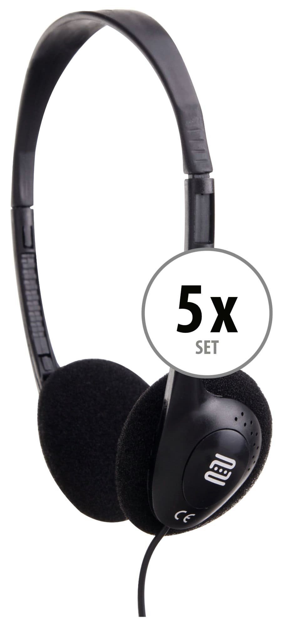 Pronomic KH-10 Leicht Kopfhörer HiFi-Kopfhörer (5 Stück, Ideal für MP3-Player, TV, E-Piano, E-Drum und Fieldrecorder)