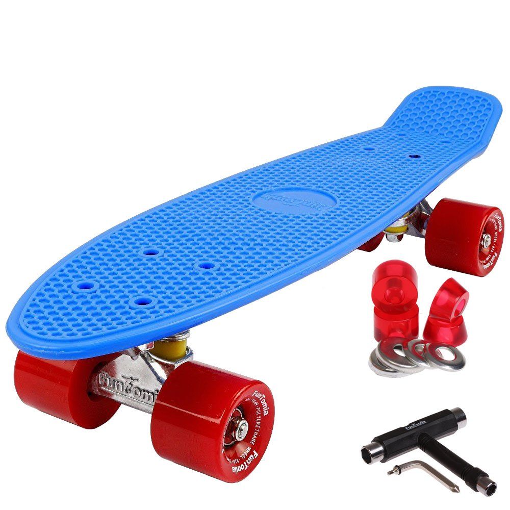FunTomia Miniskateboard Kinder Cruiserboard Miniboard 57cm mit oder ohne LED Leuchtrollen