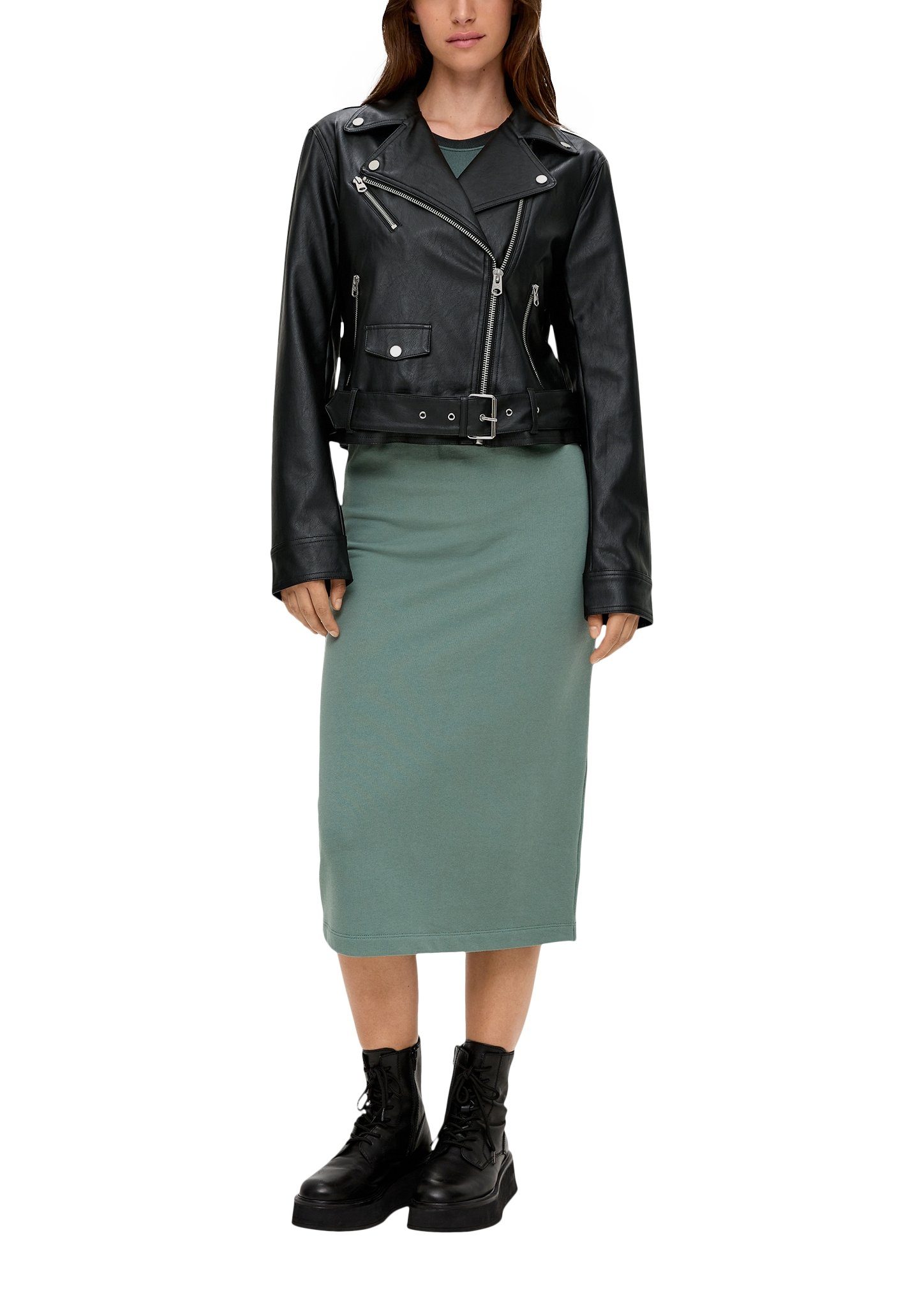 QS Lederimitatjacke mit einer Ziertasche vorne günstig online kaufen