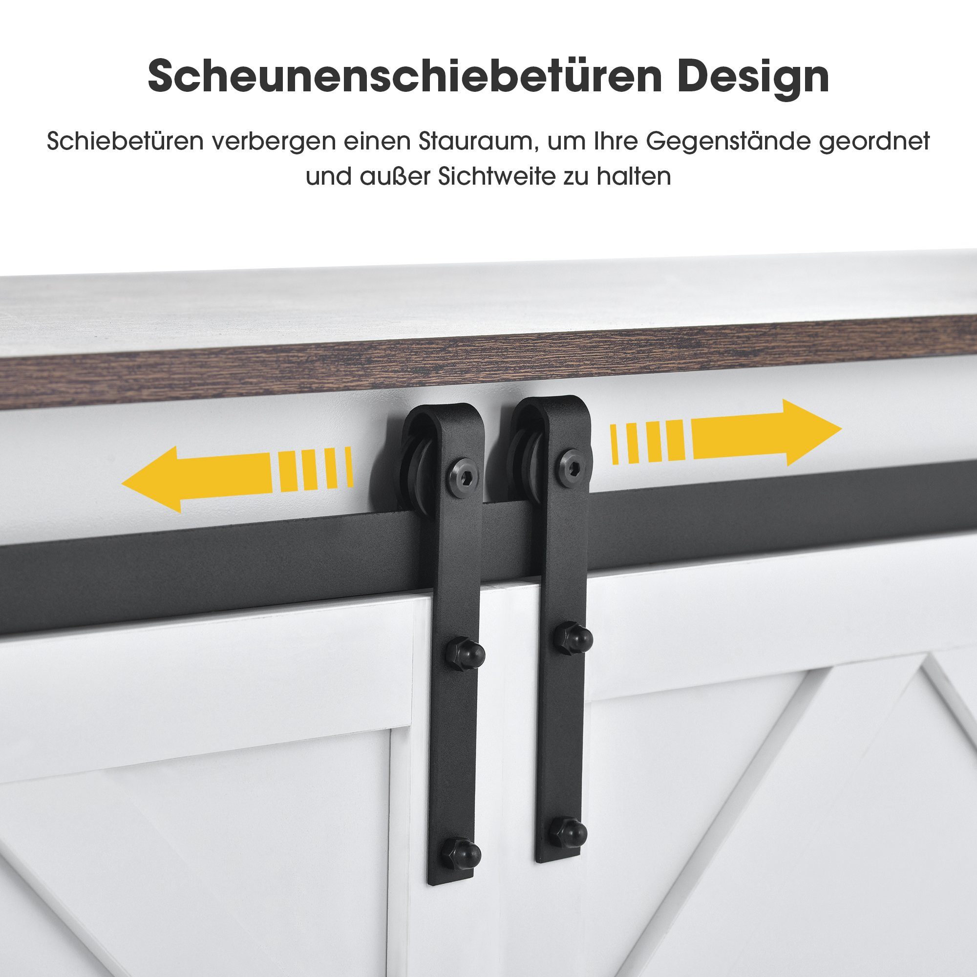 2 Fernsehschrank Einstellbare klassischen Regale mit weiß) Beistellschrank TV-Schrank WISHDOR (150*40*60cm Anrichte Schiebetüren,