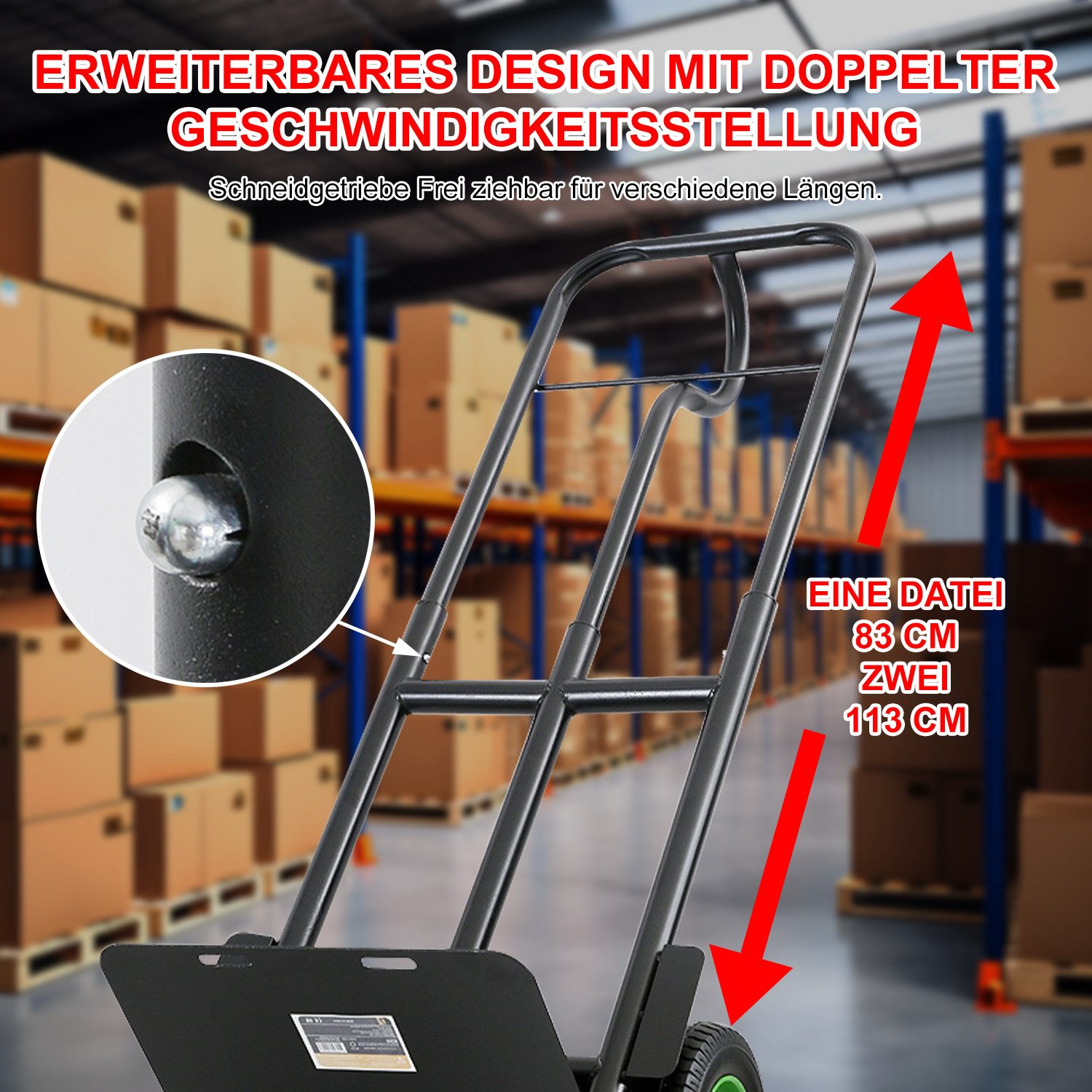 FOXSPORT Sack truck, transport cart up to 150 kg, foldable, with large rubber wheels and sturdy metal frame