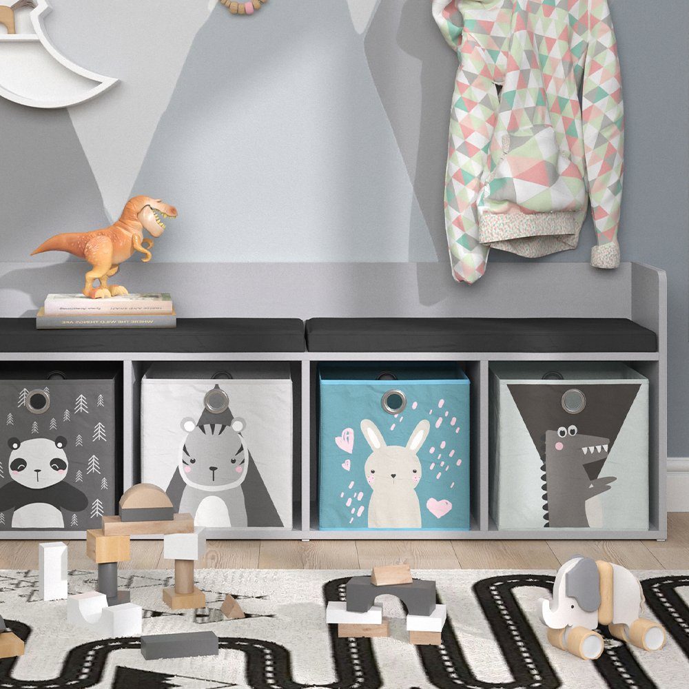 Vicco Sitzbank Luigi, Hellgrau, 142.4 x 53.4 cm 4 Fächer, mit Faltboxen grau (1-St)