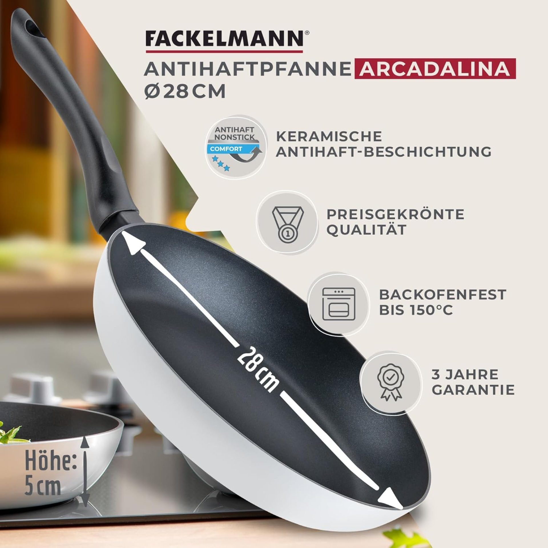 FACKELMANN Pfannen-Set Bratpfanne, Keramikpfanne, Antihaft, Pfannenset, Topfset Induktion