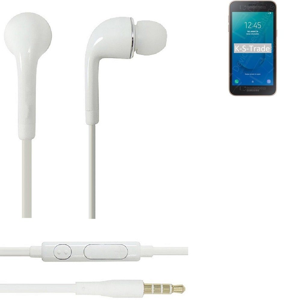 K-S-Trade für Samsung Galaxy J2 Core 2020 In-Ear-Kopfhörer (Kopfhörer Headset mit Mikrofon u Lautstärkeregler weiß 3,5mm)