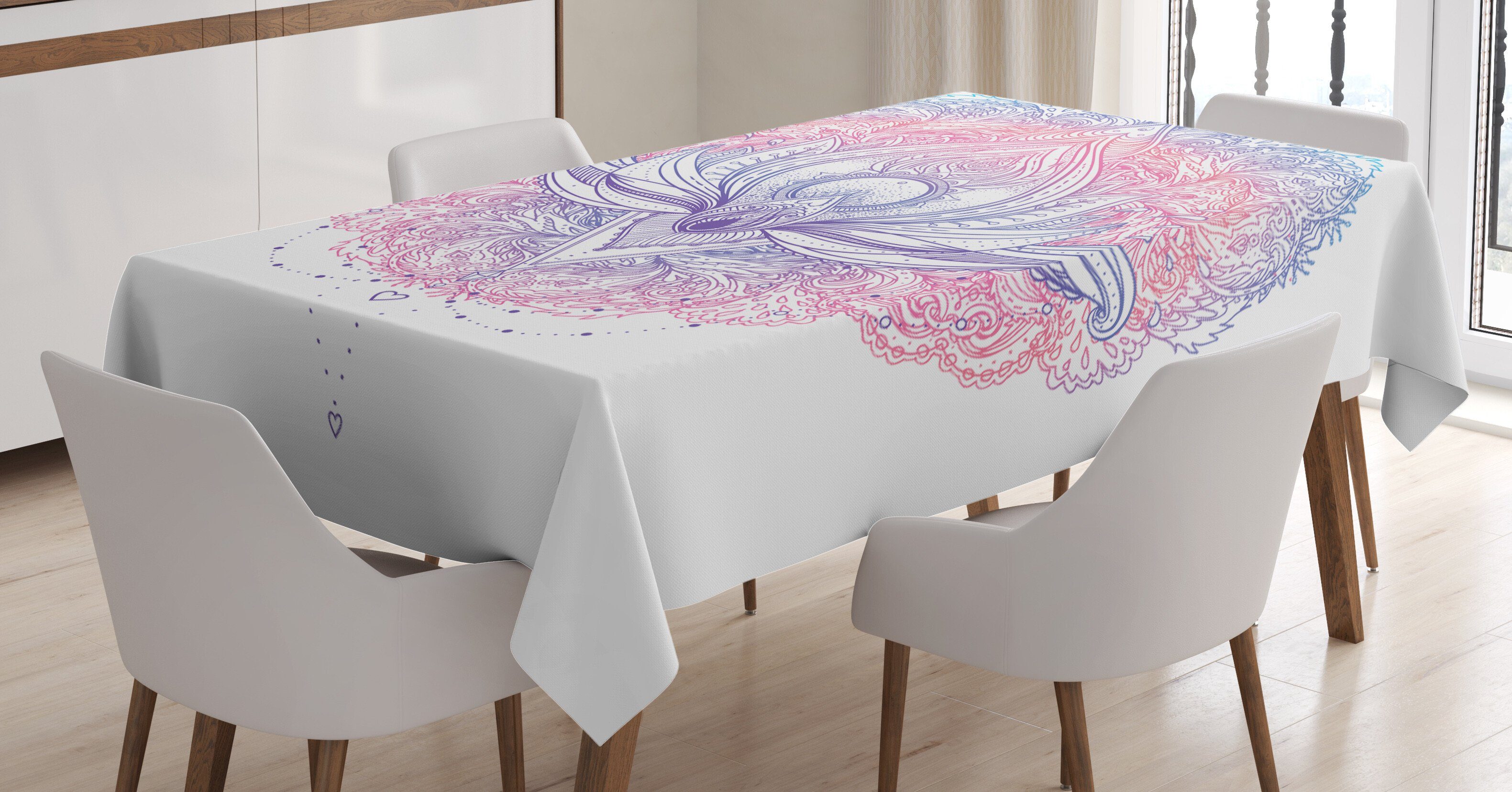 Abakuhaus Tischdecke Farbfest Waschbar Für den Außen Bereich geeignet Klare Farben, Regenbogen-Mandala abstrakte Lotus