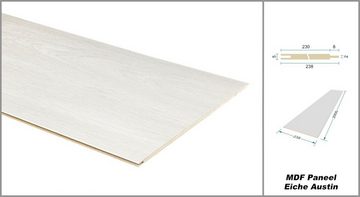 Hexim Wanddekoobjekt Eiche Austin (Paneele aus MDF, 200x23,8cm - Moderne Wand- & Deckenverkleidung mit Holzpaneelen (2.3m² - 5 Paneele) Wandpaneele Nullfuge)