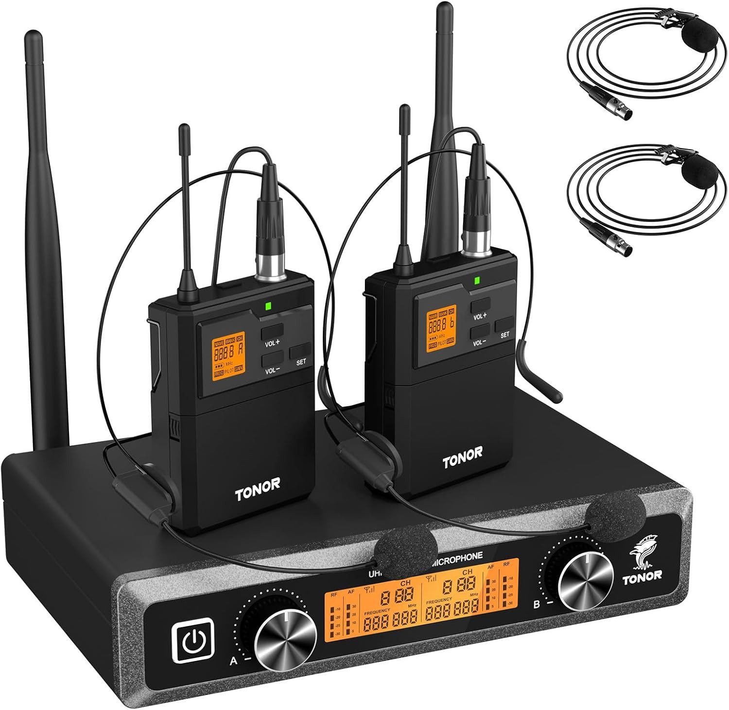 Mikrofon TONOR UHF Mikrofon Set Wireless Headset Lavalier Funkmikrofon 60m