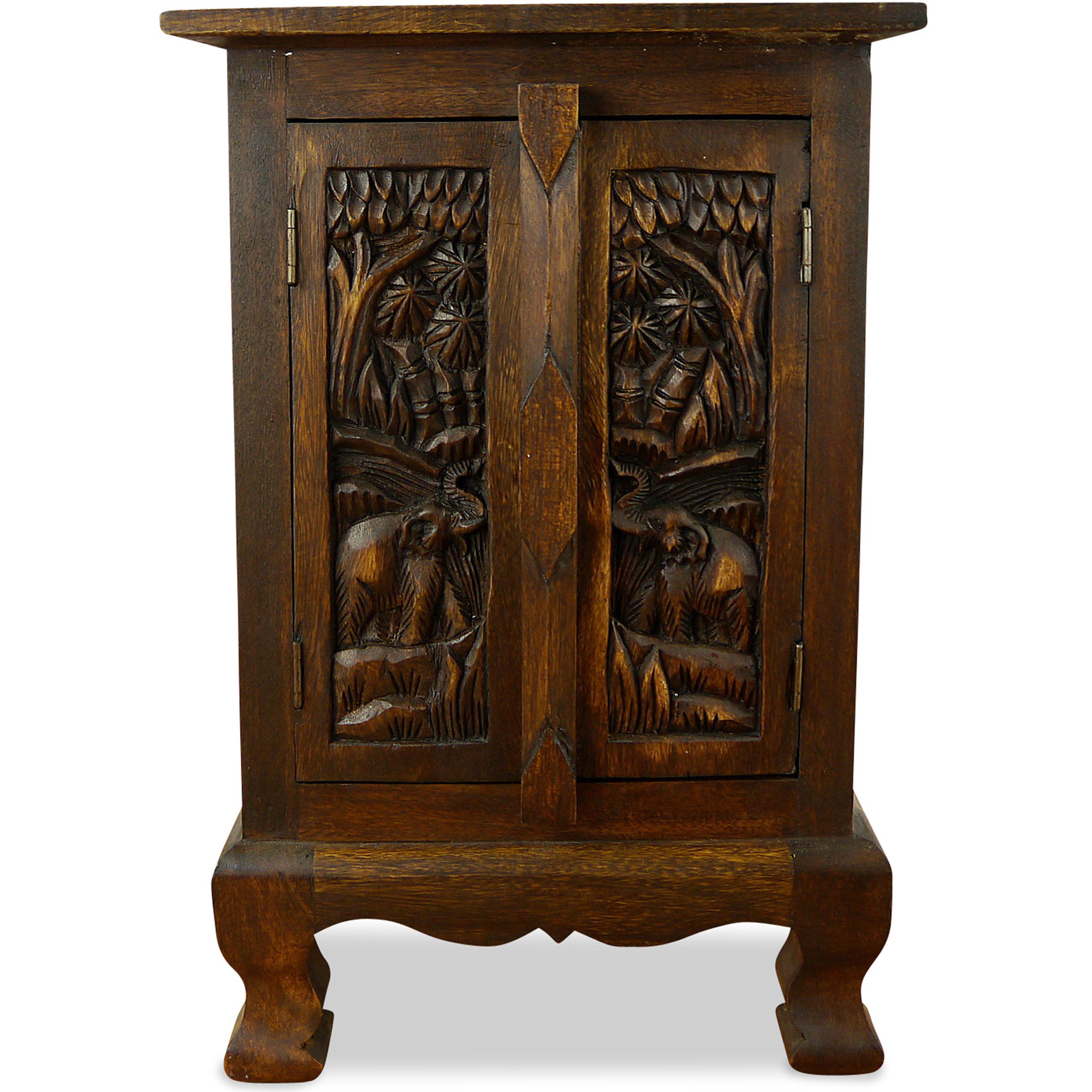 livasia Kommode kleiner Massivholzschrank mit Schnitzerei, handgefertigt, 40x24x60cm